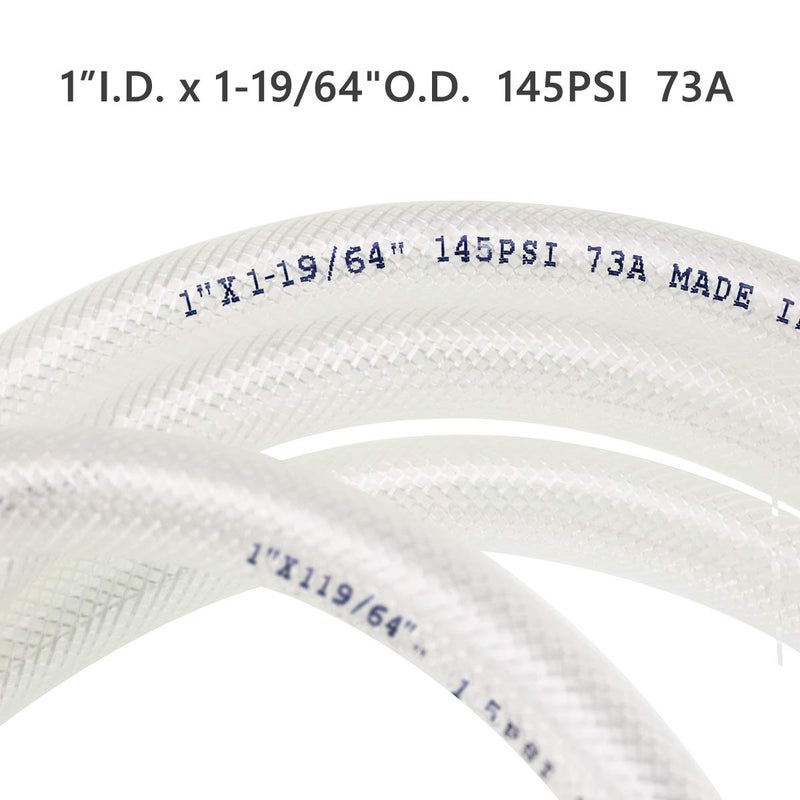 Eastrans 1" ID x 50ft High Pressure Braided Clear PVC Vinyl Tubing, Heavy Duty Reinforced Hose, BPA Free, Non-Toxic - Image 4